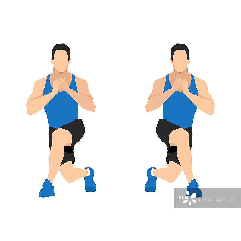 男人做交替屈膝弓步锻炼图片素材