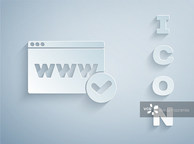 灰色背景上的剪纸风格网站模板图标图片素材