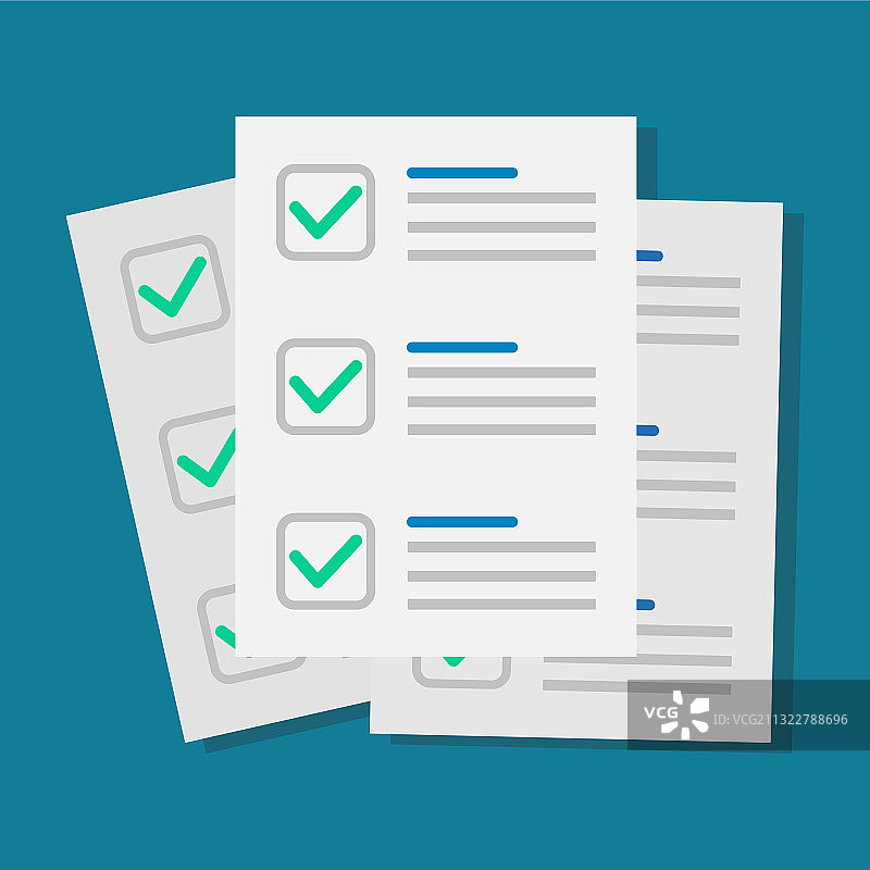 带有已答问卷的调查表图片素材