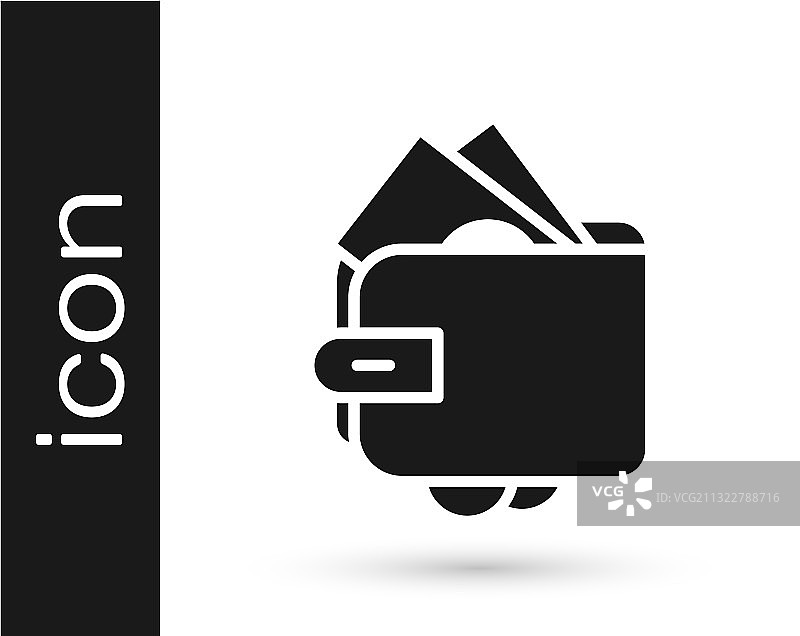 黑色钱包和纸币现金图标图片素材