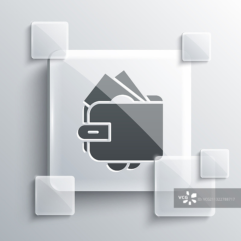 带有成叠纸币现金的灰色钱包图标图片素材