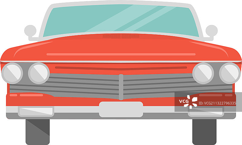 红色复古汽车前视图老式敞篷车图片素材