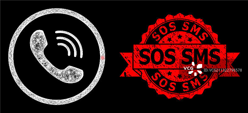 SOS短信印章和网络电话图片素材