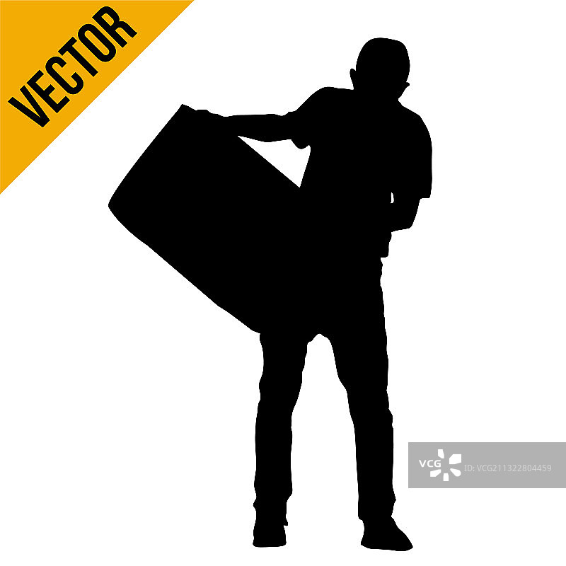 搬运箱子的男子轮廓图片素材