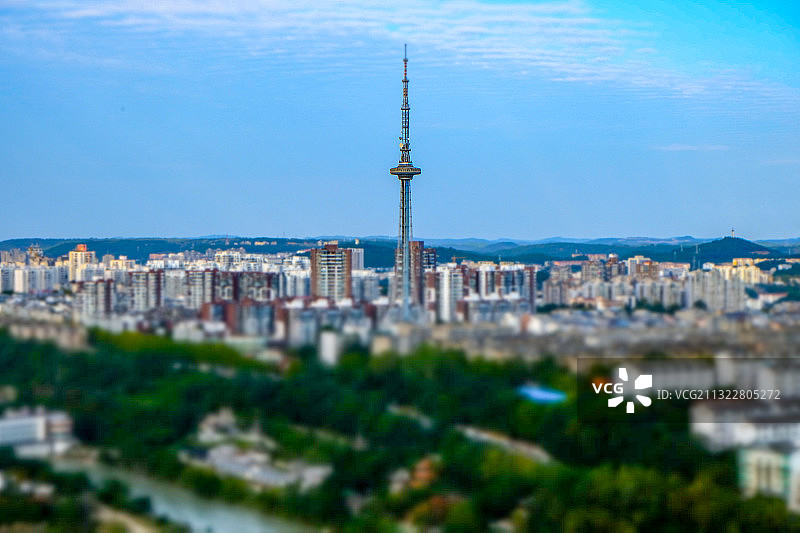 四川绵阳地标电视塔各角度微缩景观图片图片素材