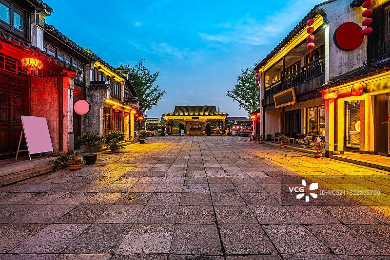 无锡荡口古镇夜景图片素材