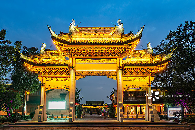 无锡荡口古镇夜景图片素材