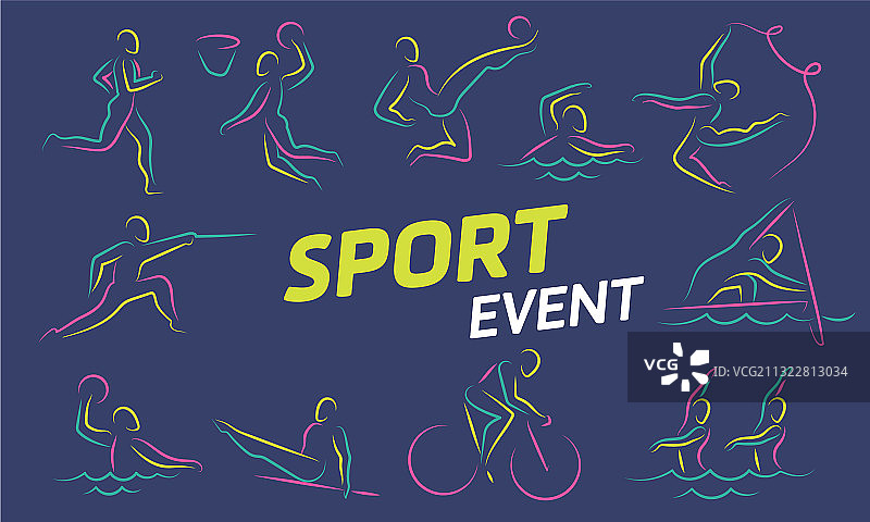 夏季运动图标剪影合集图片素材