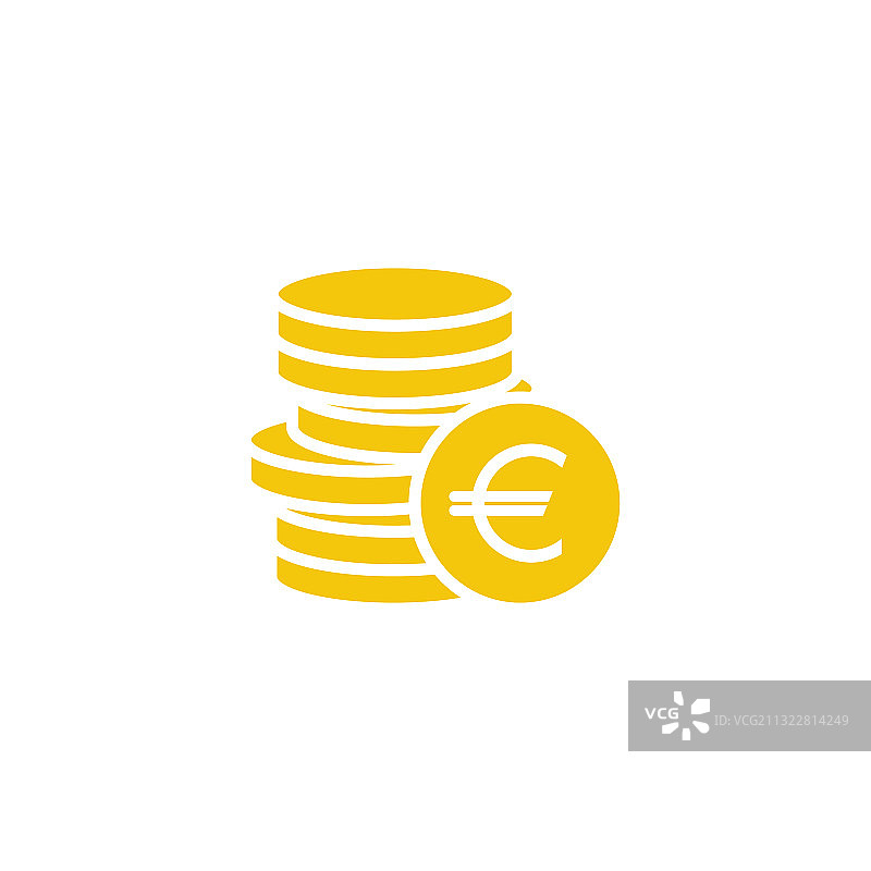 正面有一枚硬币的欧元硬币堆图片素材