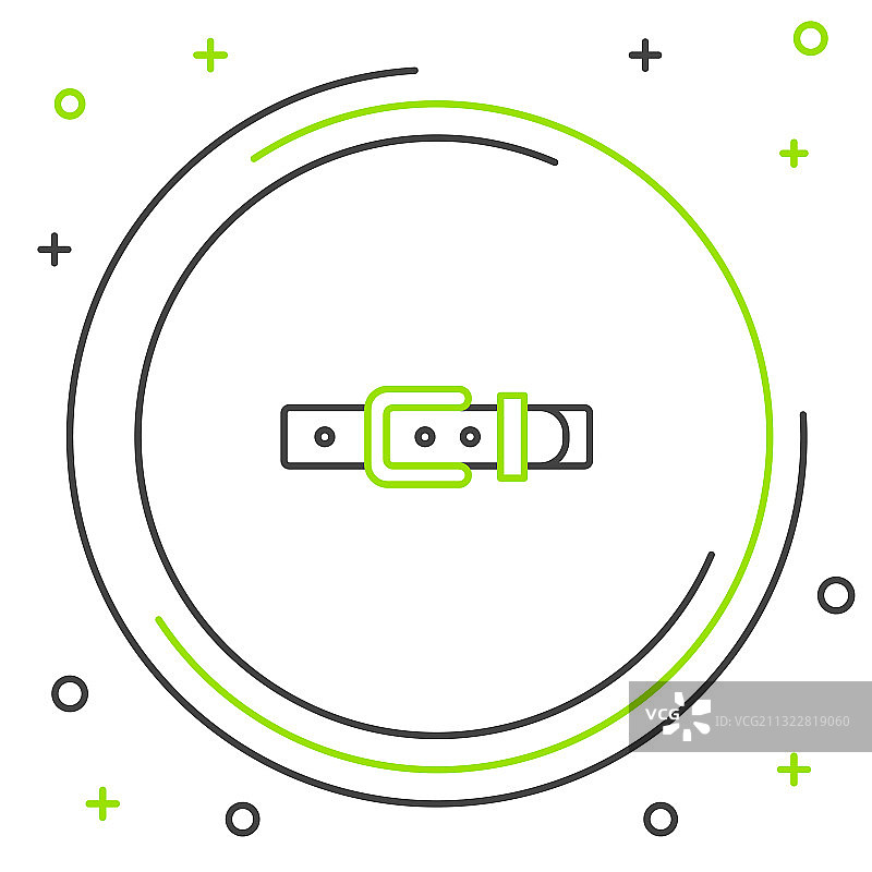带纽扣钢制带扣的皮革腰带线性图标图片素材