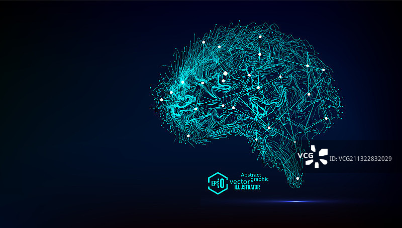 数字化大脑思维神经中枢，抽象矢量科技背景图片素材