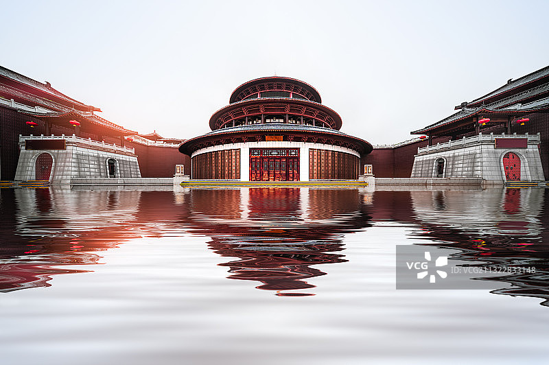 广东中山红博城，倒影，，配图，背景，旅游景区，博物馆配图图片素材