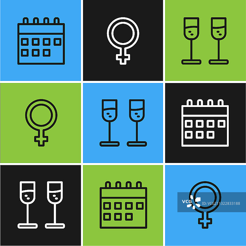 日历、香槟酒杯和女人素材图片素材