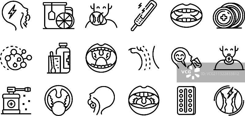 扁桃体炎图标轮廓样式图片素材