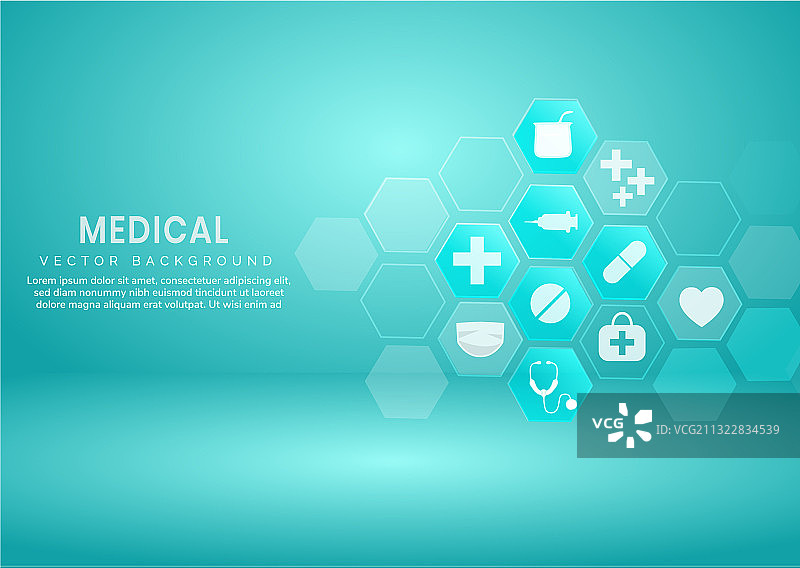 抽象蓝色六边形图案医疗背景图片素材