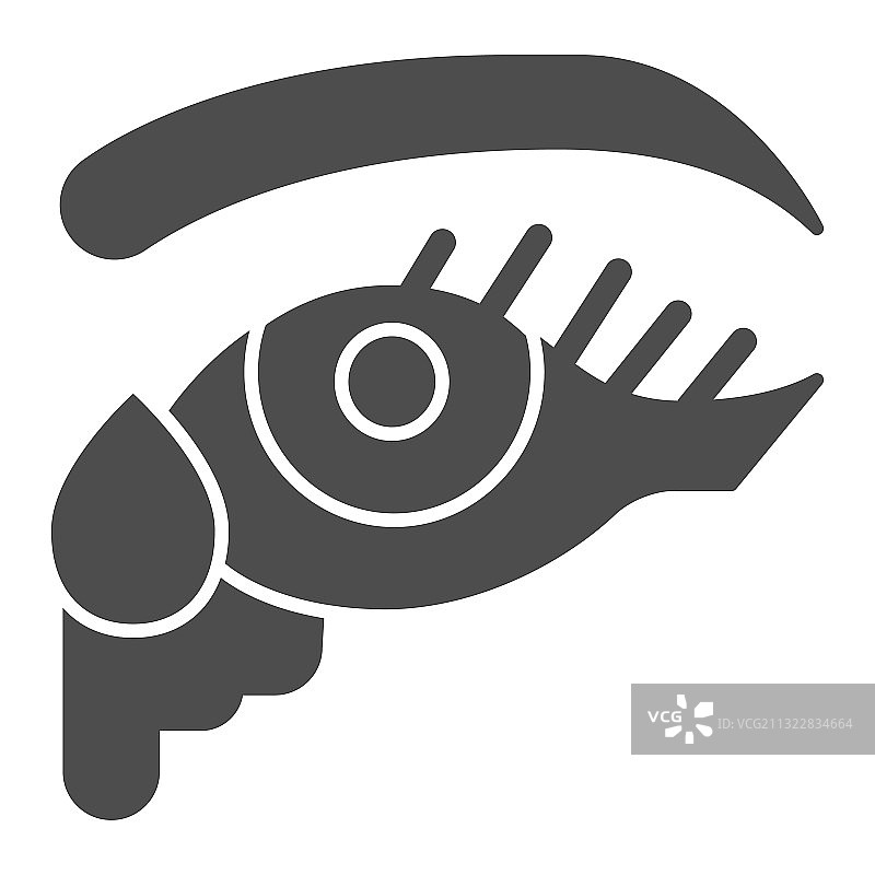 眼睛流泪实心图标过敏症状图片素材