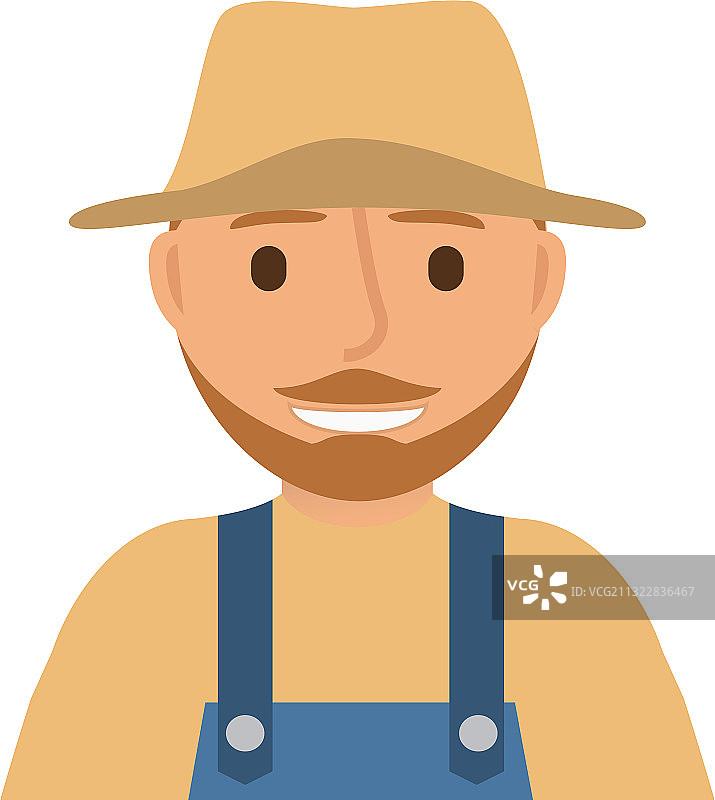 穿着背带裤戴着草帽的农民图片素材