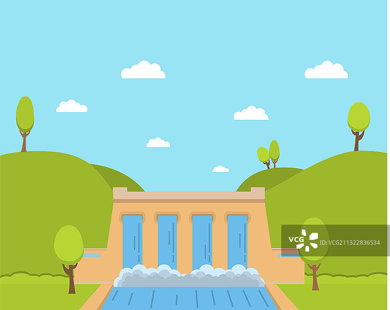 河流上的水电站大坝图片素材