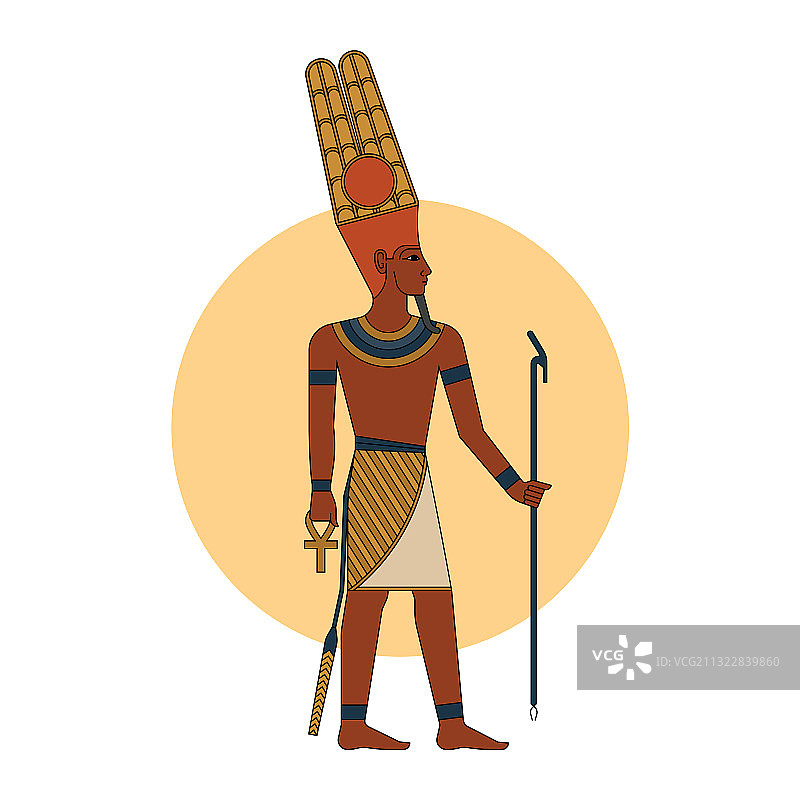 古埃及神祇阿蒙-拉彩色画像图片素材