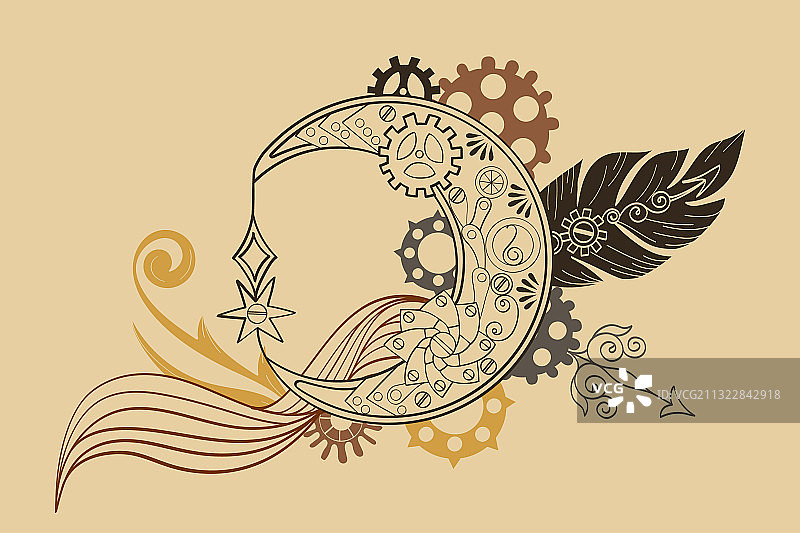 棕黄色蒸汽朋克风格构图图片素材