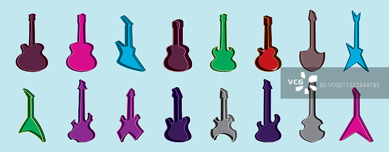 吉他盒卡通图标设计模板套装图片素材