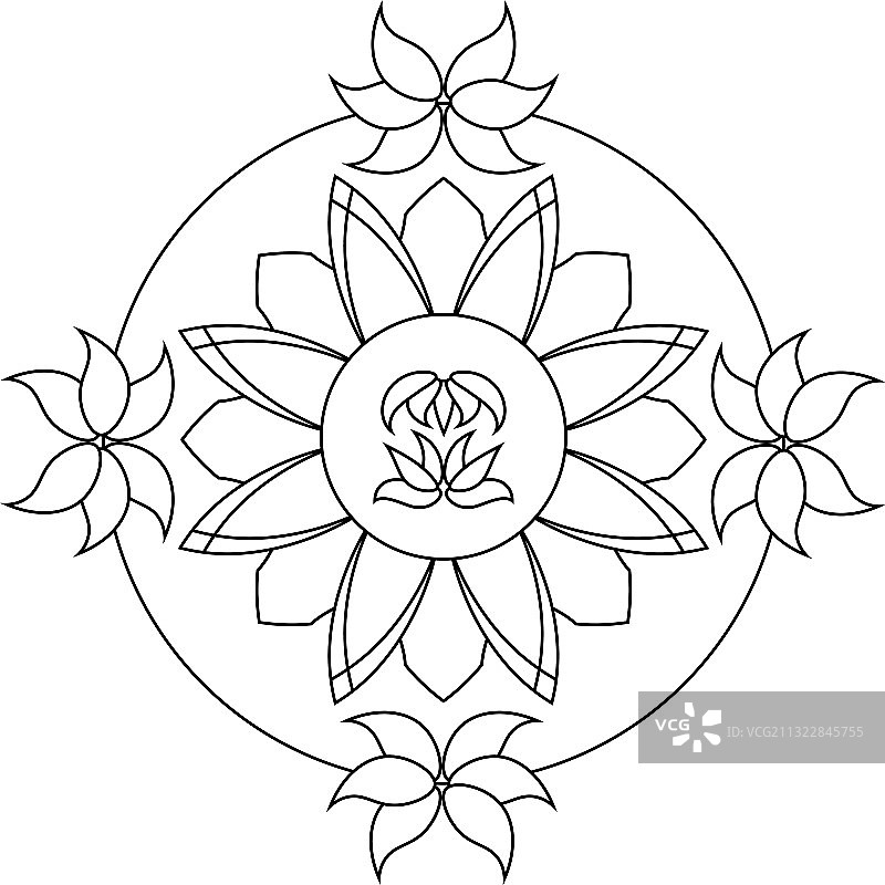 抽象莲花黑白曼陀罗图片素材