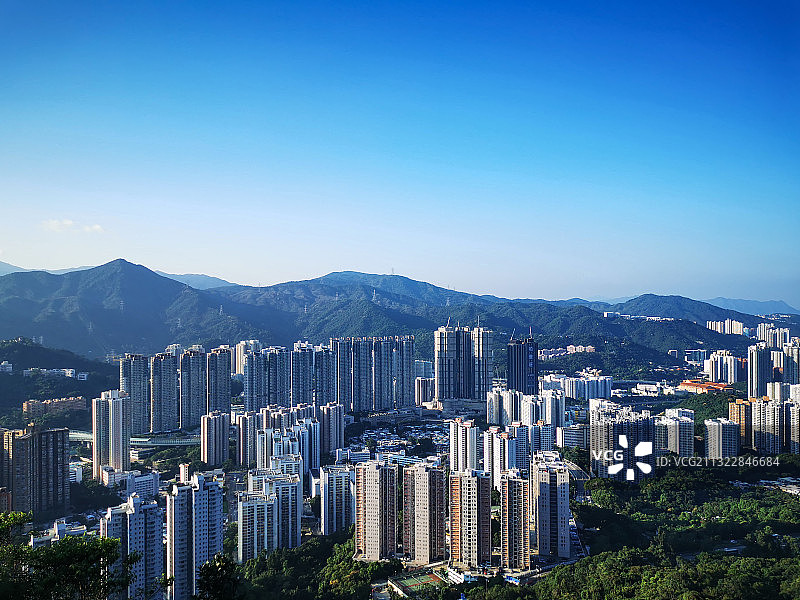 香港狮子山全景沙田大围图片素材