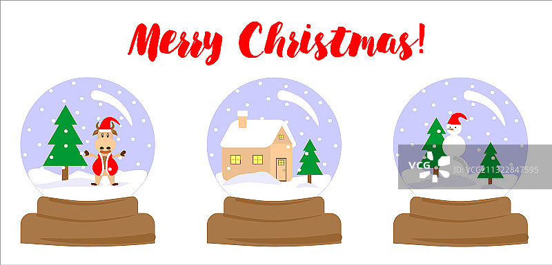 带有圣诞村的雪花球图片素材