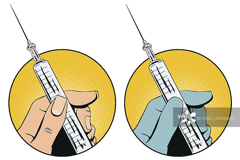 医生手持注射器准备注射图片素材