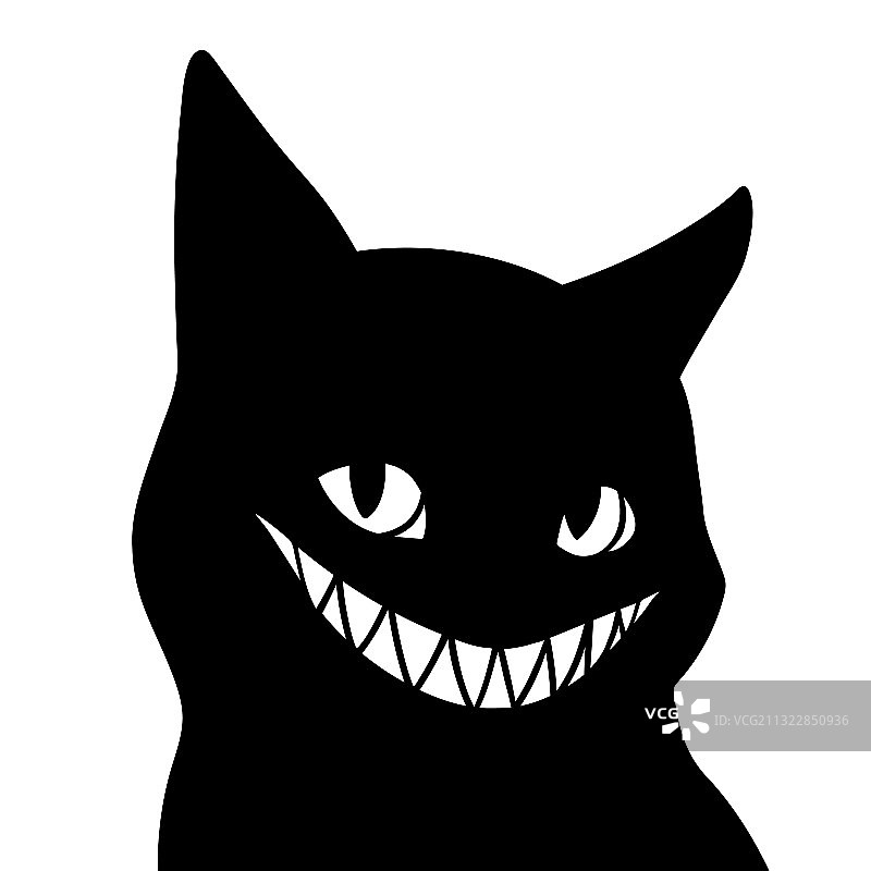 带着可怕笑容的黑猫图片素材