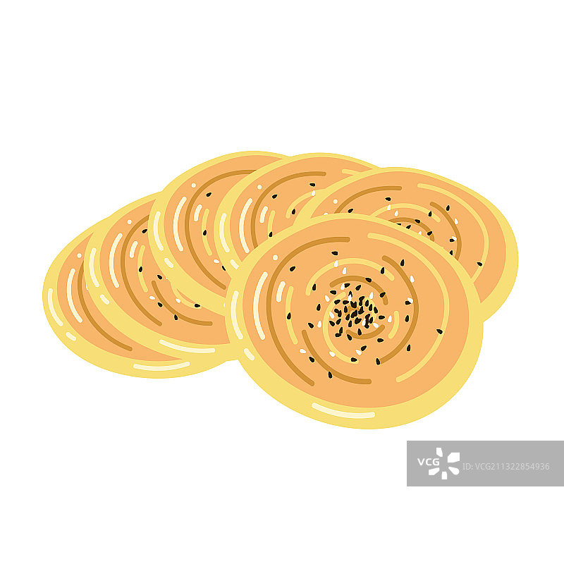 手绘成都美食插画锅盔图片素材