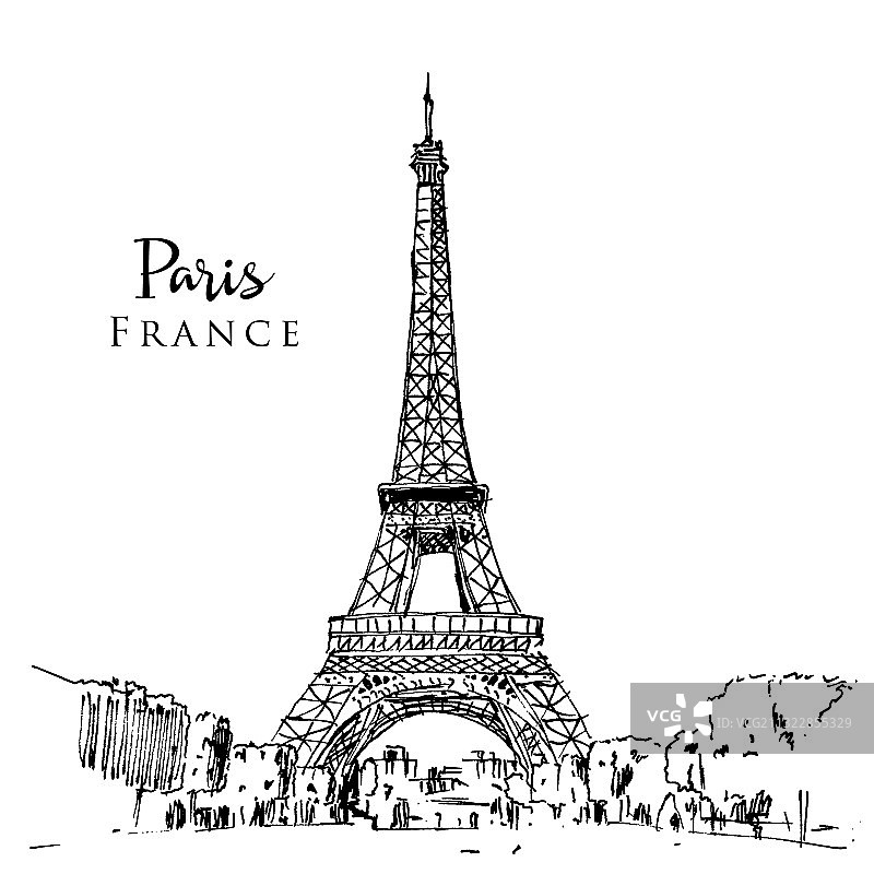 巴黎埃菲尔铁塔素描图片素材