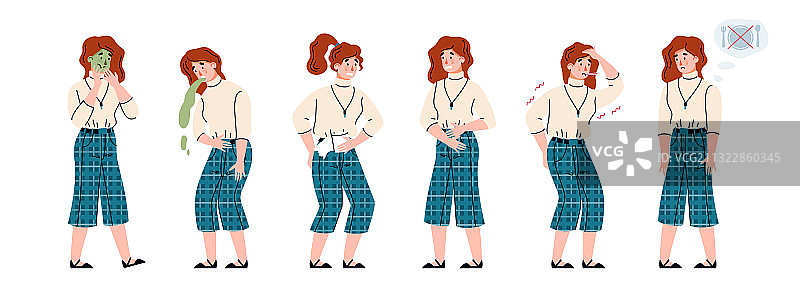 食物中毒症状的女人图片素材