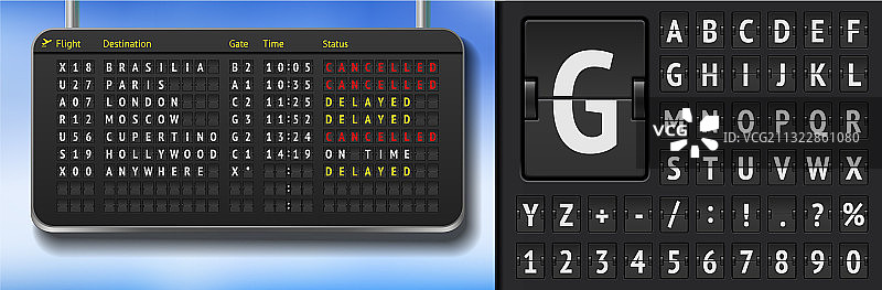 带有逼真翻转的机场指示牌图片素材