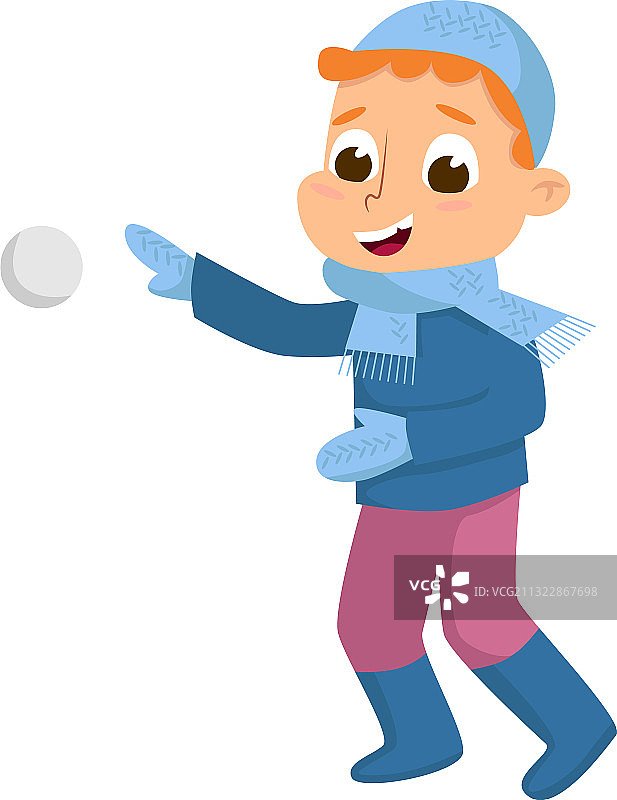 戴着暖帽和针织手套的可爱男孩图片素材