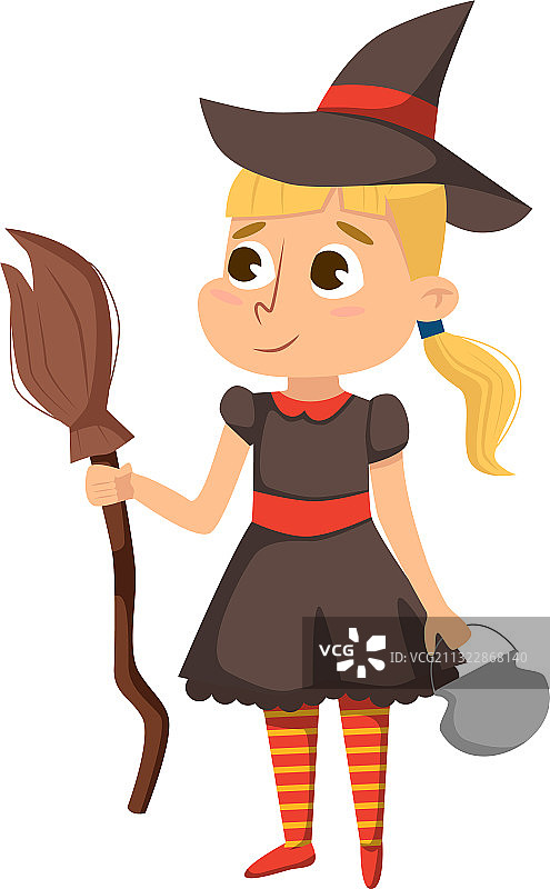 穿着万圣节女巫服装的微笑女孩图片素材