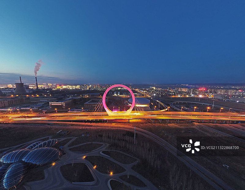 吉林省四平市旭日立交桥夜景图片素材