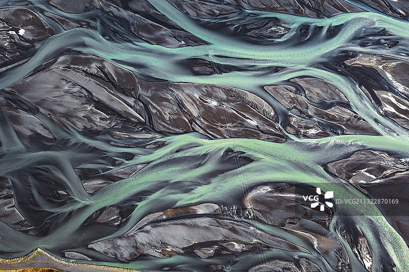 冰岛航拍河流水系图片素材