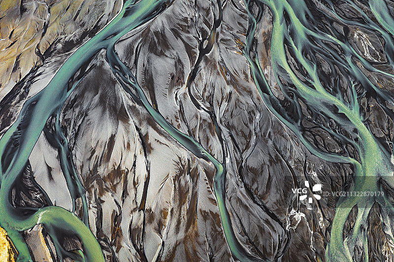 冰岛航拍河流水系图片素材