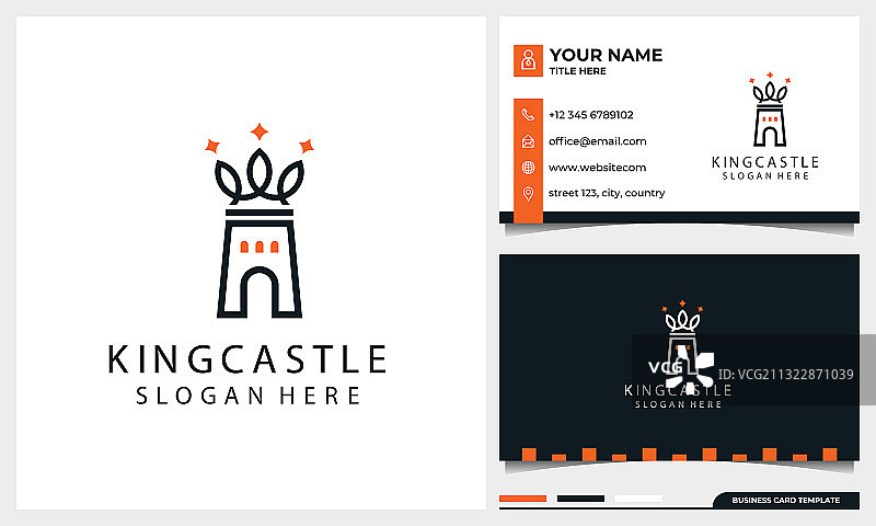 皇冠城堡线条艺术概念标志设计图片素材