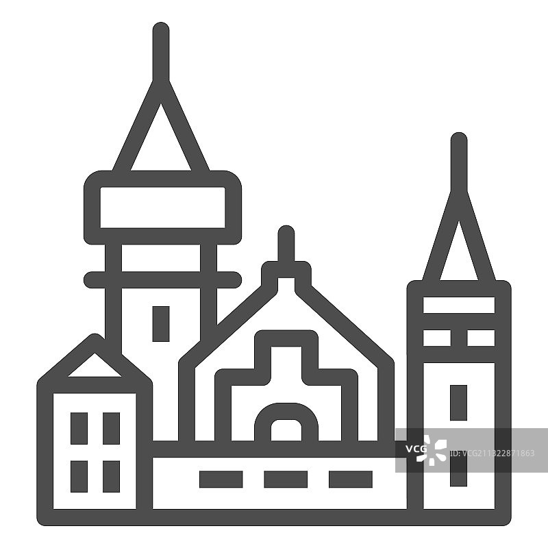 万圣节城堡线条图标图片素材