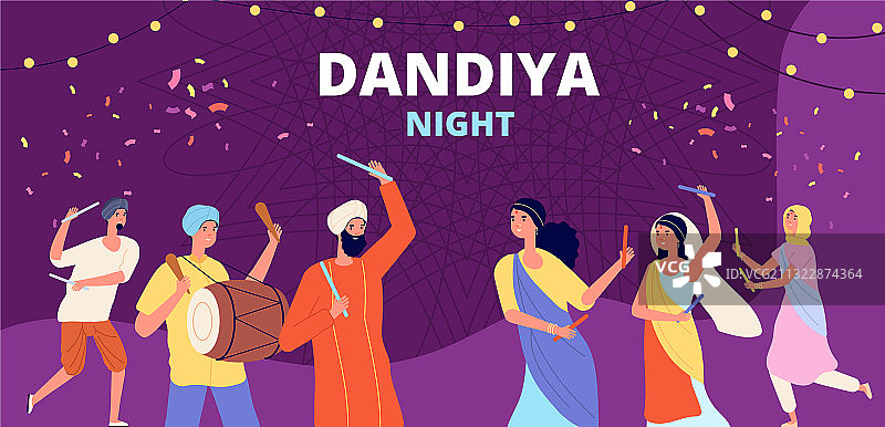 古吉拉特民间迪斯科Garba Dandiya之夜banner图片素材