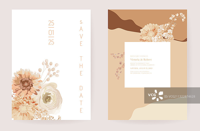 花卉婚礼干花请柬卡片图片素材