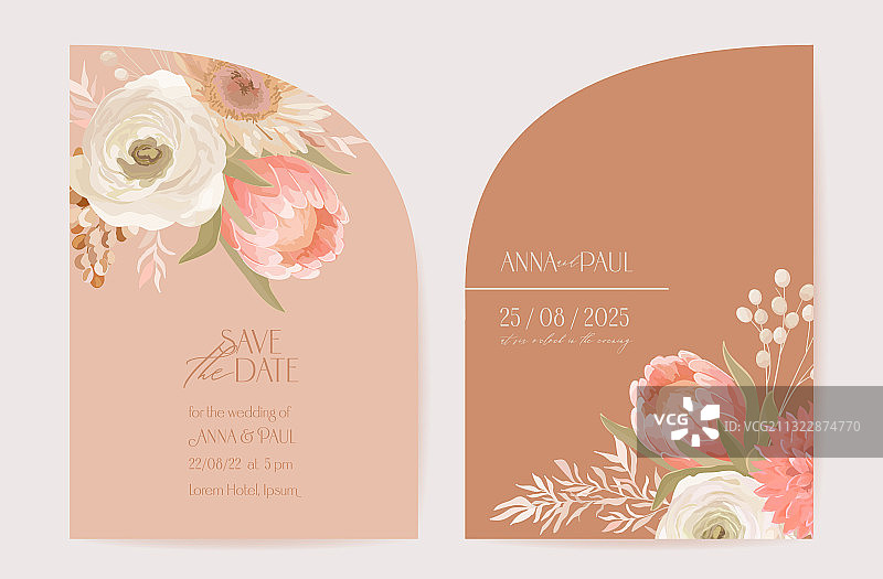 现代婚礼花卉邀请卡图片素材