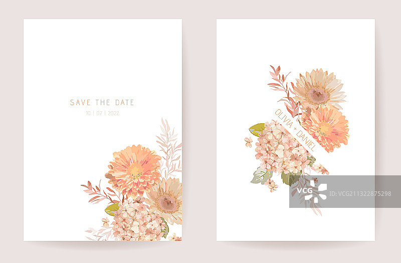 干花粉色系婚礼请柬图片素材