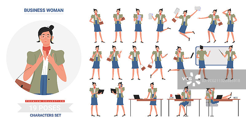 商务女性工作姿势信息图图片素材