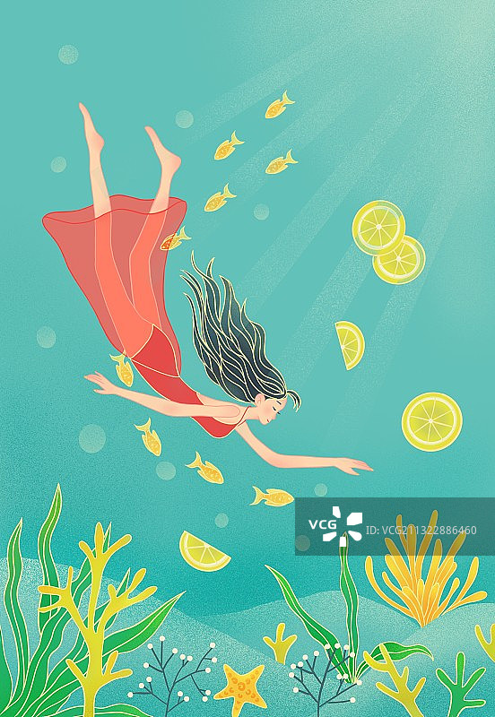 节气，国潮风，立夏，夏至，小暑，大暑，处暑，传统节日，游泳图片素材