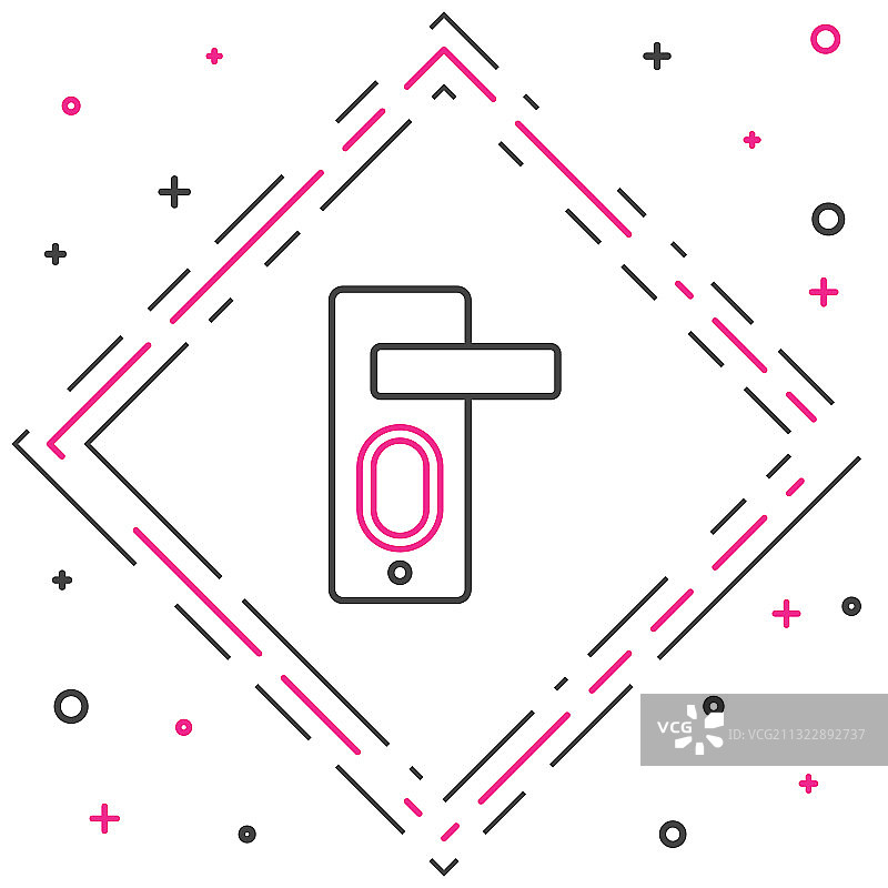 线条指纹门锁图标，白色背景图片素材