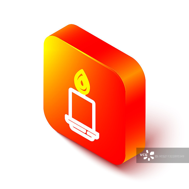 2.5D线条燃烧的蜡烛图标图片素材