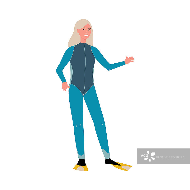 身穿潜水或水上运动水蓝色服装的女人图片素材